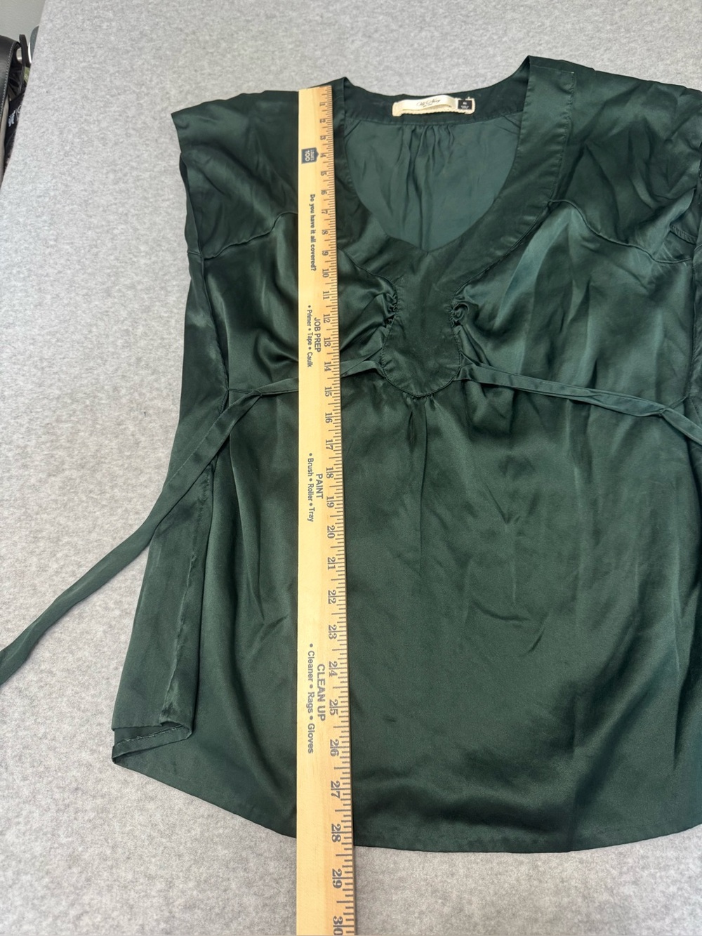 Old Navy Vintage Silk Y2K Empire Waistline Emerald Green Fairy Blouse XL - Picture 7 of 13